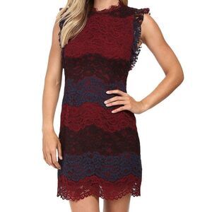Size 2 Kut from the Kloth ruffle sleeveless lace cocktail formal shift dress